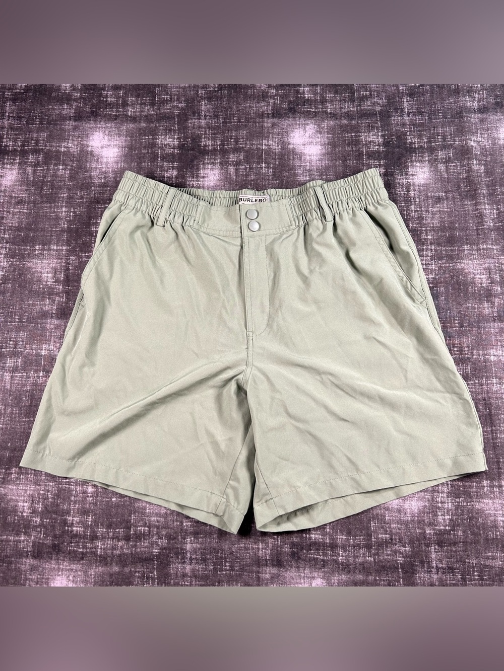 Burlebo Everyday Shorts Mens Medium 6.5" Sage Green Performance Hybrid QuickDry